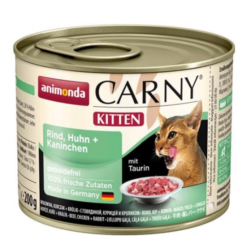 کنسرو گوشت خرگوش و مرغ انیموندا مخصوص بچه گربه ها/ 200 گرمی/ Animonda Carny  Kitten beef, chicken + Rabbit